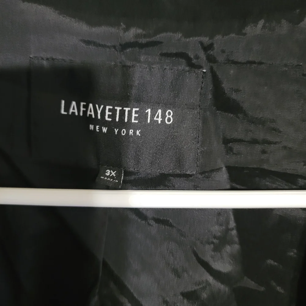 Lafayette‎ 148 Black Trench Coat Size 3X Jacket Pockets Open Blazer - Picture 2 of 5